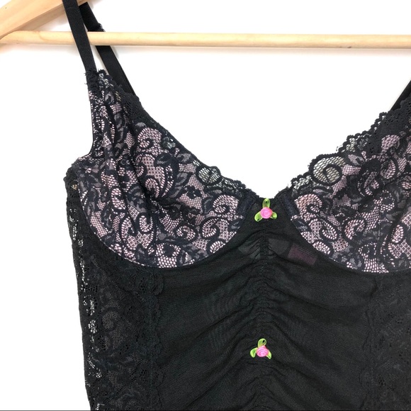 Vintage Betsey Johnson Rose Mesh Lace Corset Bra M - Picture 10 of 14